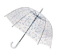 SMATI Parapluie Long Transparent - forme Cloche; Diamètre=85cm; Poignée transparente; Parapluie Femme; Solide; Ouverture automatique; Pois Colorés