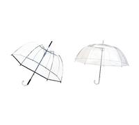 SMATI Parapluie Long Transparent - forme Cloche & Grand Parapluie Long Transparent - Résistant au Vent ; 12 baleines ; Diamètre=102cm ; Ouverture automatique ; Parapluie femme ; idéal mariag