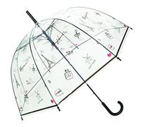 SMATI Parapluie Long Transparent - forme Cloche ; Solide ; Ouverture automatique ; Diamètre=85cm ; Parapluie Femme ; Motif PARIS