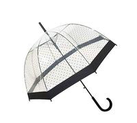 SMATI Parapluie Long Transparent - forme Cloche ; Solide ; Ouverture automatique ; Diamètre=85cm ; Parapluie Femme ; Motif POIS NOIRS
