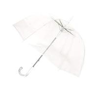 SMATI Parapluie long - transparent - forme cloche - ouverture automatique - 8 baleines en fibre de verre - Anti-Vent - EXTREME SOLIDE (Blanc Mariage)