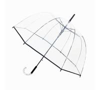 SMATI Parapluie Long Transparent, Parapluie Cloche, Ouverture automatique, Poignée transparente, Liseret Noir