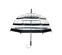 SMATI Parapluie Transparent Forme Cloche, Ouverture Automatique, Résistant au Vent, Couleur Rayures Noires et Blanches