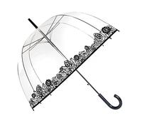 SMATI Parapluie Transparent Liseret Floral, Ouverture Automatique, Parapluie Femme, Dentelle Fleurie Noire