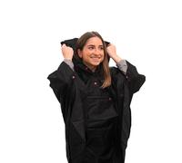 SMATI Poncho/cape de pluie avec capuche, bandes réfléchissantes devant et derrière mode femme tissu de qualité imperméable activité en plein air vélo moto randonnée COLEUR NOIR