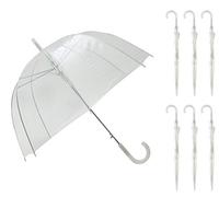 SMATI Set 6 Parapluies Longs Transparent, Forme Cloche, Classique et basic, Ouverture automatique, Parapluie Femme