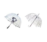 SMATI SMARTBULLE Parapluie Enfant Transparent Cloche - Bordure Fluorescente & SMARTBULLE Parapluie Long Transparent - forme Cloche ; Solide ; Ouverture automatique ; Diamètre=85cm