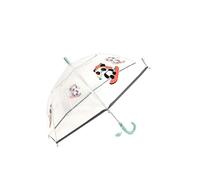 SMATI SMARTBULLE Parapluie Enfant Transparent Cloche - Bordure réfléchissante: Diamètre=71cm ; ouverture manuel ; Parapluie Fille et Garçon ; Motif : PANDA SKI