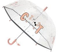 SMARTBULLE Parapluie Enfant Transparent Cloche - Bordure réfléchissante: Résistant au vent ; Diamètre=71cm ; ouverture manuel ; Parapluie Fille ; Motif : CHAT
