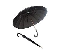 Smati SUSINOSA1562GENTLEMAN16 Parapluie canne UNISEXE Homme et Femme - Grand parapluie de 114 cm de Diamètre - Système d'Ouverture Automatique - 16 Baleines en Fibre de Verre Incassables - Susino Noir