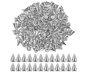 smatime 100 Pcs 7x10 mm Cuir Rivets Punk Rivet Cône Clous Métal Bullet Spike Decorative Rivet Spikes Goujons Antirouille Rivet Cône pour Vêtement Chaussure Sac Chapeaux Ceinture DIY Décoration, Argent