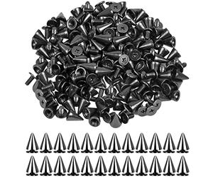 smatime 100 Pcs Rivet Cône Cuir Rivets Punk Métal Bullet Rivets Clous Pointes Rivets Bullet Cône Rivet Goujons Vis Decorative Rivet pour Vêtements Chaussures Bracelets Maroquinerie, 7 * 10 mm, Noir