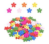 Smatime 100pcs Boutons en Bois Colorés en Forme de Fleur pour Enfants, Bricolage, Vêtement, Artisanat, Décoration, Couture et Broderie (15mm)