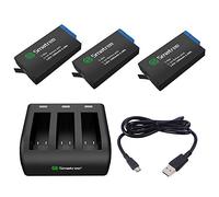 Smatree Batterie de Remplacement (Pack de 3) avec Chargeur à 3 canaux Compatible avec GoPro Hero Max