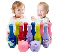 Smavles Ensemble de Bowling pour Enfants, Jeu de 10 Quilles en Forme de Dinosaures + 2 Balle - Jouet d’Éveil en Plastique Souple pour Développer la Dextérité et la Motricité