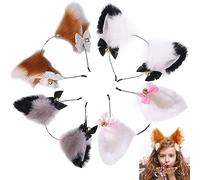 Smavles Oreille de Chat Serre Tete Cosplay 4 Pièces Chat Oreille Bandeau Cheveux Hoop Oreilles de Renard Bandeau Serre-Tête Oreilles de Chat pour Costume de Cosplay d’Halloween Cosplay de Fête
