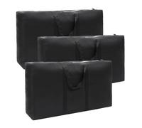 Smavles Sac Stockage Vetement 3 Pièces Sac Déménagement Sac de Rangement Couette,Grand Sac Pliables pour Housse De Couette, Linge De Lit,Grand Sac Cabas Multi-usages À Fermeture Zippée Noir