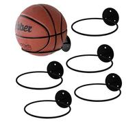 Smavles Support Mural Ballon Le Basket-Ball, 5Pcs Support Ballon Basket Support Mural pour Ballon en Métal avec 8 Vis Noir Porte Mural Ballon de Sport pour Basketball Football Rugby Volleyball Ado
