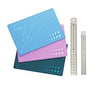 Smavles Tapis de Découpe 3 Pièces Tapis de Couture Tapis de Coupe A5 Auto-Cicatrisant,avec Règle en Acier Inoxydable 2 Pièces,pour Couture,Patchwork,Cutter Rotatif,Artisanat,Bricolage, DIY