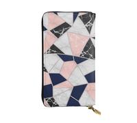 SMAZDFXX 80s Pink Rose Gold White Blue Geometric Marble Pattern Leather Wallet Personalized Handbag for Women Birthday Anniversary Valentines Gift 4.13 x 7.48 inches