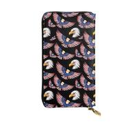 SMAZDFXX American Flag Bald Eagle Patriotic 01 Leather Wallet Personalized Handbag for Women Birthday Anniversary Valentines Gift 4.13 x 7.48 inches