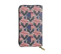 SMAZDFXX American Flag USA Cool Bald Eagle Leather Wallet Personalized Handbag for Women Birthday Anniversary Valentines Gift 4.13 x 7.48 inches
