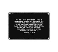 SMAZDFXX Au milieu de l'hiver, j'ai découvert qu'il y avait, en moi, un été invincible - Affiche Albert Camus 8x12 pouces Rétro Vintage Metal Sign Home Man Cave Art