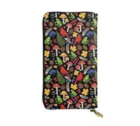 SMAZDFXX Autumn Fall Leaves Frog Red Mushroom Leather Wallet Personalized Handbag for Women Birthday Anniversary Valentines Gift 4.13 x 7.48 inches
