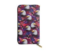 SMAZDFXX Bald Eagle American Flag Leather Wallet Personalized Handbag for Women Birthday Anniversary Valentines Gift 4.13 x 7.48 inches