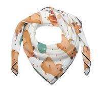 SMAZDFXX Bandanas fantaisie pour femme, motif capybara mignon, joyeux anniversaire, foulard carré léger, foulards polyvalents en satin pour le cou et les cheveux