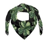 SMAZDFXX Bandanas fantaisie pour femmes, motif trèfles à quatre feuilles verts, à paillettes, foulard carré léger, foulards polyvalents en satin pour le cou et les cheveux