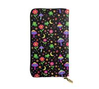 SMAZDFXX Beautiful Magical Flowers Goth Moon Mushrooms Frogs 01 Leather Wallet Personalized Handbag for Women Birthday Anniversary Valentines Gift 4.13 x 7.48 inches