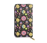 SMAZDFXX Beautiful Magical Flowers Goth Moon Mushrooms Frogs Leather Wallet Personalized Handbag for Women Birthday Anniversary Valentines Gift 4.13 x 7.48 inches