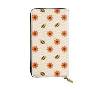 SMAZDFXX Bee Sunflower Leather Wallet Personalized Handbag for Women Birthday Anniversary Valentines Gift 4.13 x 7.48 inches