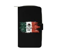SMAZDFXX Best Mexican Dad Ever Mexica Flag Leather Wallet Purse Holder with ID Window Long Coin Clutch for Men Women