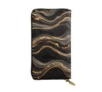 SMAZDFXX Black Marble Gold Line 01 Leather Wallet Personalized Handbag for Women Birthday Anniversary Valentines Gift 4.13 x 7.48 inches