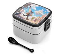 SMAZDFXX Boîte à bento Bird Postman à double compartiment pour adultes, avec cuillère et poignée. Boîte à bento étanche monobloc, idéale pour le travail, les pique-niques et les voyages.