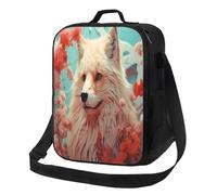 SMAZDFXX Boîte à lunch isotherme réutilisable Fox and Blossom Sac à lunch isotherme et étanche réutilisable avec bandoulière amovible et réglable pour pique-nique au bureau ou voyage