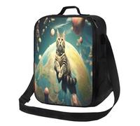 SMAZDFXX Boîte à lunch portable réutilisable avec bandoulière, sac à lunch chat planète univers, drôle et mignon, boîte à lunch bento isotherme, sac fourre-tout pour repas