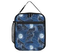SMAZDFXX Boîte à lunch pour hommes, femmes et adultes, petit sac à lunch Full Moon Wolf pour le bureau, le travail, le pique-nique, boîte à lunch portable réutilisable
