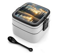 SMAZDFXX Boîte à lunch Sunrise on the Lake avec couvercle étanche et séparateurs amovibles