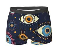 SMAZDFXX Boxers pour Hommes avec Symboles de l'œil maléfique, sous-vêtements Vintage Uniques Bleu foncé pour Hommes, Boxers Extensibles, Confortables et Doux