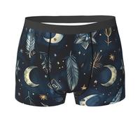 SMAZDFXX Boxers pour Hommes, Motif œil Mystique, lunes et étoiles, Style bohème, Bleu foncé. sous-vêtements Extensibles, Confortables et Doux.