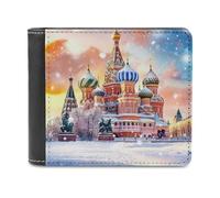 SMAZDFXX Cathédrale Saint-Basile à Moscou, Russie. Portefeuille Fin à Deux Volets pour Homme, élégant, avec Poche Avant et emplacements pour Cartes.