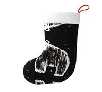 SMAZDFXX Chaussettes décoratives à suspendre en forme de sapin de Noël - 45 x 28 cm - Motifs d'oursons dessinés par des enfants - Chaussettes de rangement décoratives de Noël imprimées