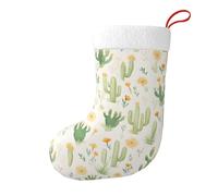 SMAZDFXX Chaussettes décoratives de Noël Cactus & Fleurs, Oiseau charmant et Fleurs, Chaussette de Noël en peluche, Accessoire de fête