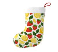 SMAZDFXX Chaussettes décoratives de Noël en peluche avec un adorable corgi, citron et fraise, motif fleurs et motif citron et fraise. Accessoire idéal pour les fêtes.