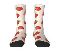 SMAZDFXX Chaussettes montantes contrastées à motifs fraise juteuse et fleurs, citron et fleurs bleues, pour adultes et unisexe, style sport.