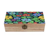 SMAZDFXX Coffret à bijoux en bois avec feuilles vertes et graffitis. Magnifique coffret souvenir fait main pour ranger bijoux, pièces de monnaie, cartes de tarot et petits trésors.