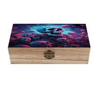 SMAZDFXX Coffret à bijoux en bois avec motifs de crânes colorés, magnifique coffret souvenir fait main pour ranger bijoux, pièces de monnaie, cartes de tarot et petits trésors.